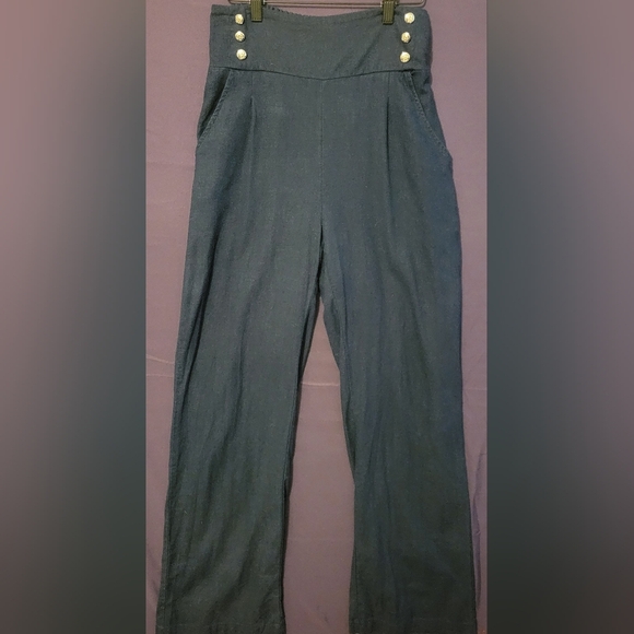 Philosophy Navy Wide Leg Button Front Detail Side Zip Pants. Size XL - Picture 1 of 4